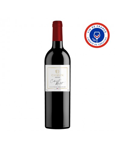 Vin rouge CHAVIN ZERO Cabernet & Merlot - Vin de France sans alcool 0,0%
