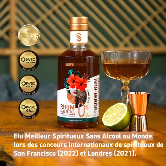 Spiritueux sans alcool SOBER RHUM 0.0% 🥂 Sanzalc, la cave sans alcool et sans complexe